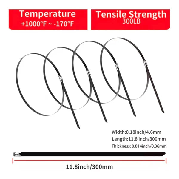 200 Pcs Heavy Duty 304 Stainless Steel Zip Ties