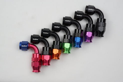 AN PTFE Reusable 90 degree swivel hose end - AN6, AN8, AN10