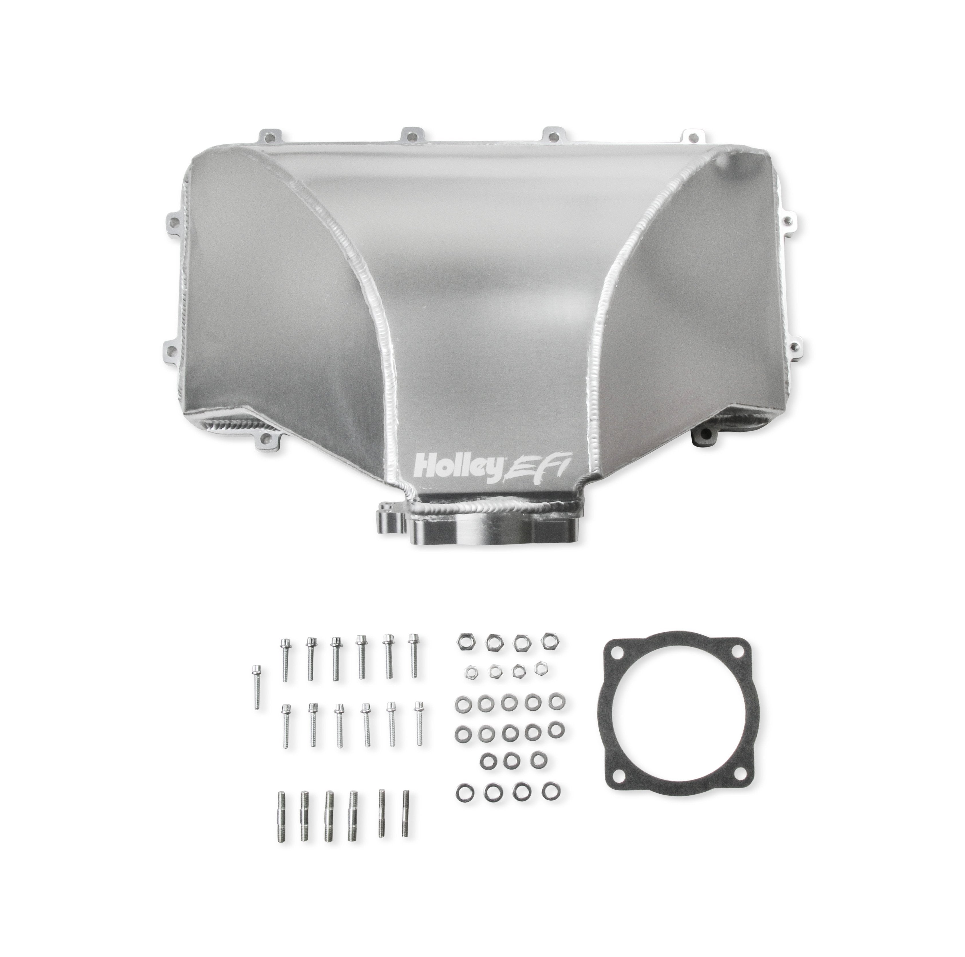 HI-RAM 95MM Fabricated Side Mount Plenum Top - Silver Finish- 86-95 Fo ...