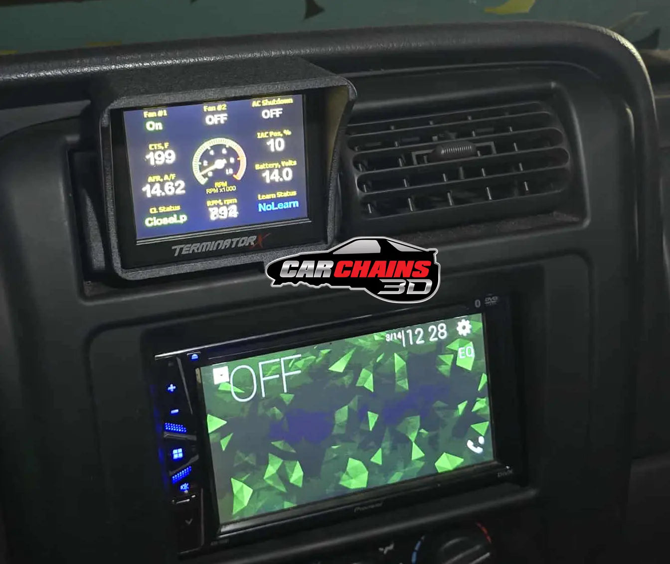 3D Printed Holley EFI 3.5 Inch Terminator X / Sniper Screen AC Vent Mount for 1997-2001 Jeep Cherokee XJ - CarChains3d