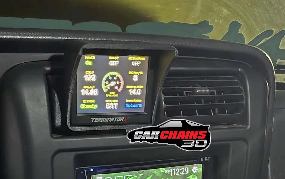 3D Printed Holley EFI 3.5 Inch Terminator X / Sniper Screen AC Vent Mount for 1997-2006 Jeep Wrangler TJ - CarChains3d