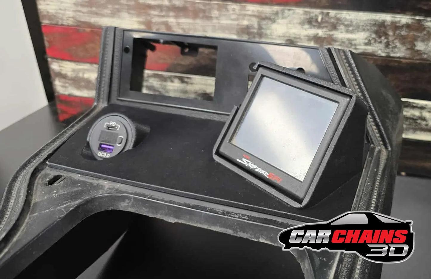 3D Printed Holley EFI 3.5 Inch Terminator X / Sniper Screen Center Console Mount for 1979-1986 Ford Mustang Fox body - CarChains3d