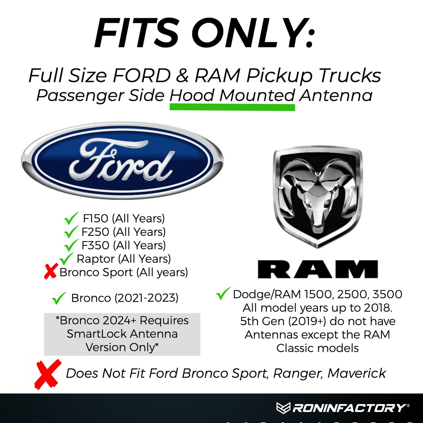 TUFFLOCK® FLEXIBLE ANTENNA FOR FORD (12 INCH)