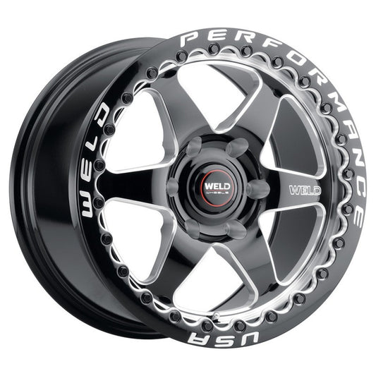 WELD Ventura 6 Beadlock Drag Gloss Black Wheel with Milled Spokes 17x10