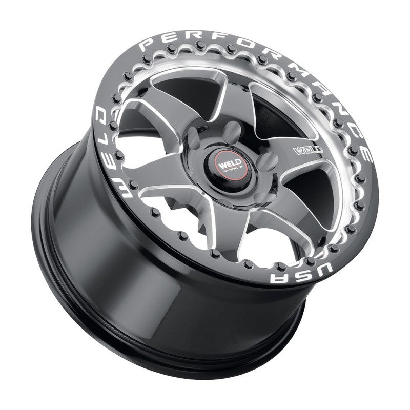 WELD Ventura 6 Beadlock Drag Gloss Black Wheel with Milled Spokes 17x10