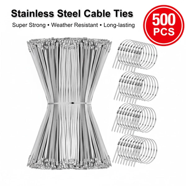 500 Pcs Heavy Duty 304 Stainless Steel Zip Ties