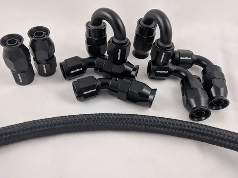 AN-10 Nylon Braided PTFE hose and 8 AN Fittings Bundle Deal
