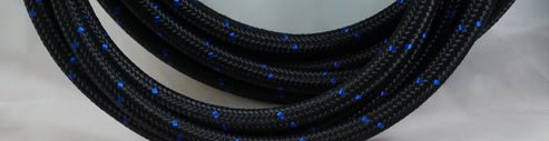 PTFE lined Black Nylon with Blue Check braided hose - AN6, AN8, AN10