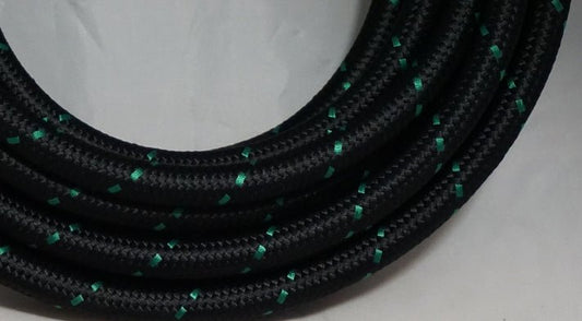 PTFE lined Black Nylon with Green Checks braided hose - AN6, AN8, AN10