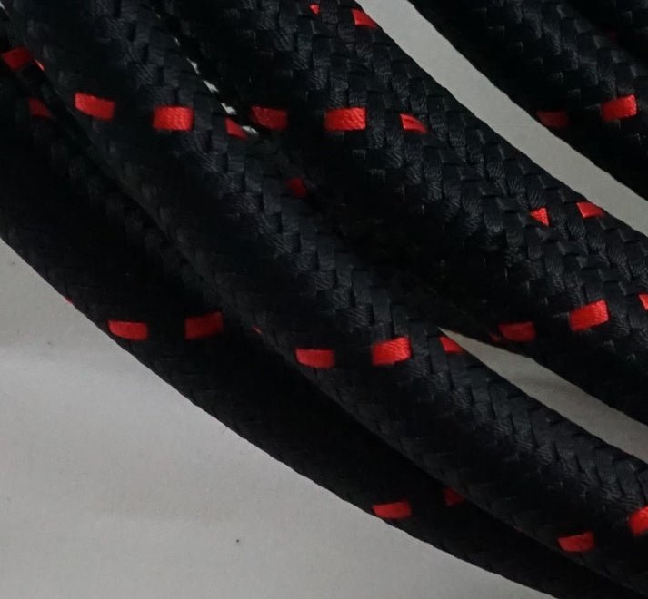 PTFE lined Black Nylon with Red Check braided hose - AN6, AN8, AN10